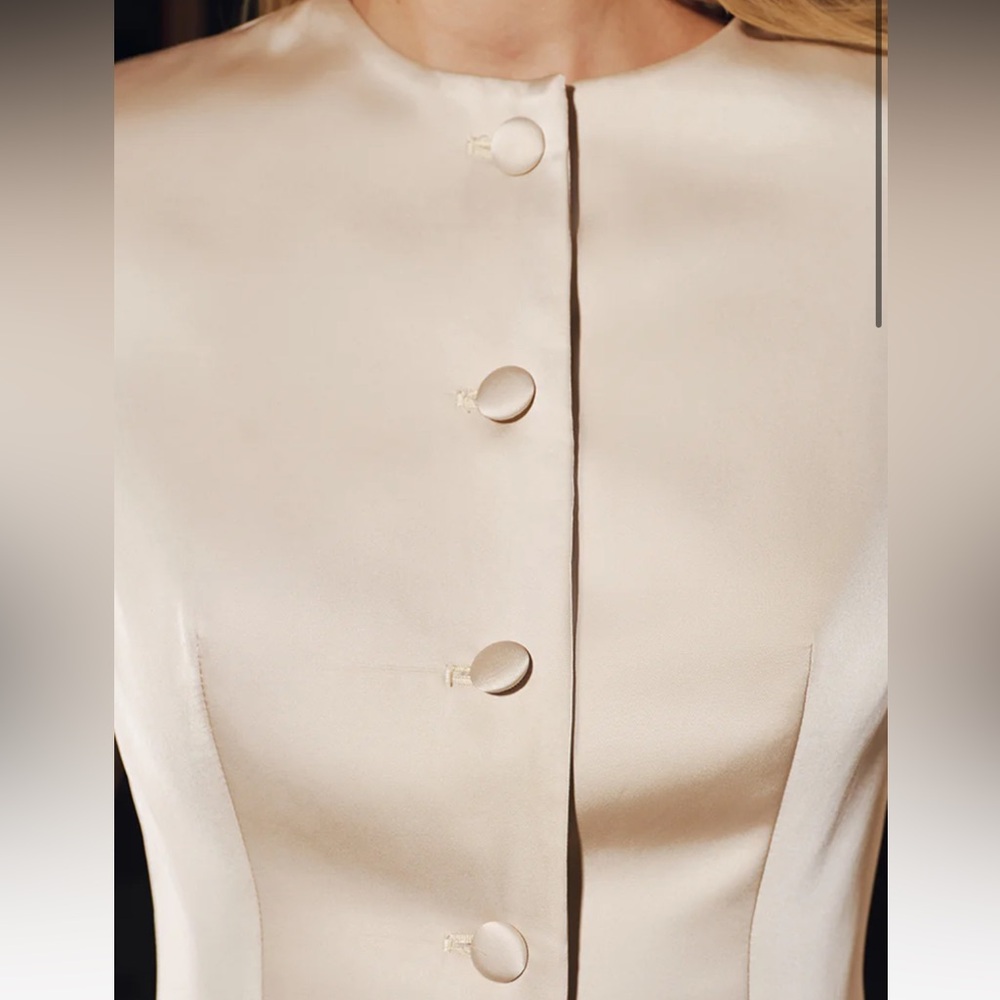 Commense Cream Satin Longline Blazer Dress - Picture 5 of 6